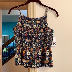 SO - M multicolored floral tank top NWT navy cream orange